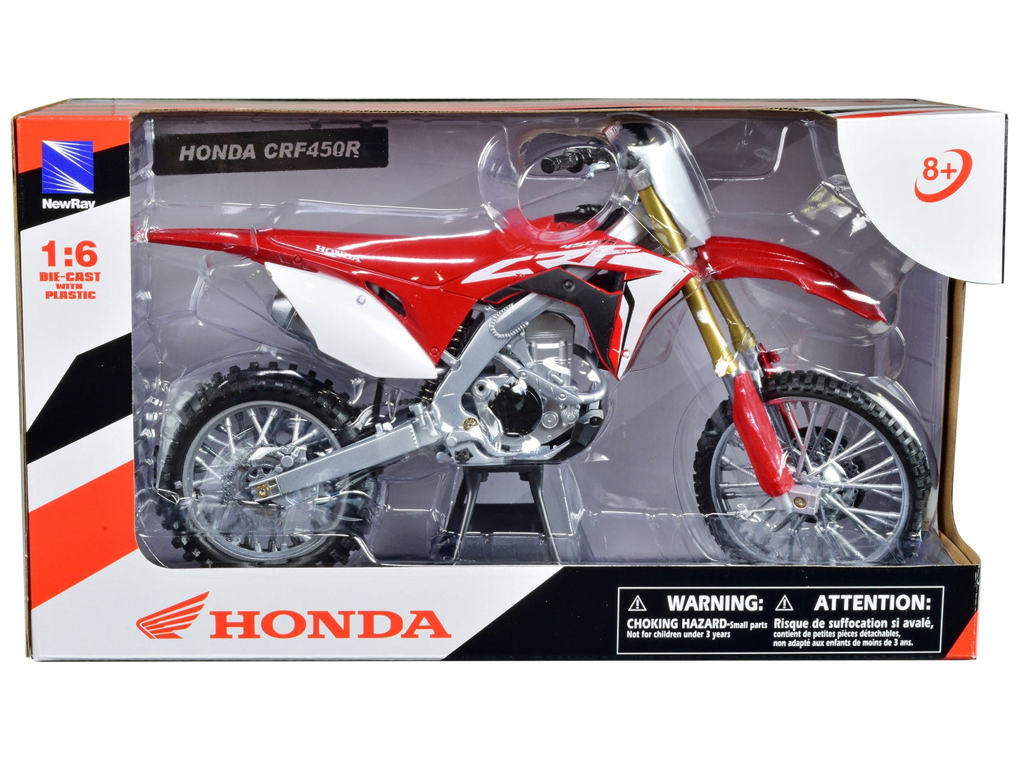 Honda CRF450R Dirt Bike Motorcycle Red and White 1/6 Diecast Model by New Ray  free shipping USA