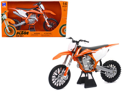 2018 KTM 450 SX-F Dirt Bike Motorcycle Orange and White 1/6 Diecast Model by New Ray  free shipping USA