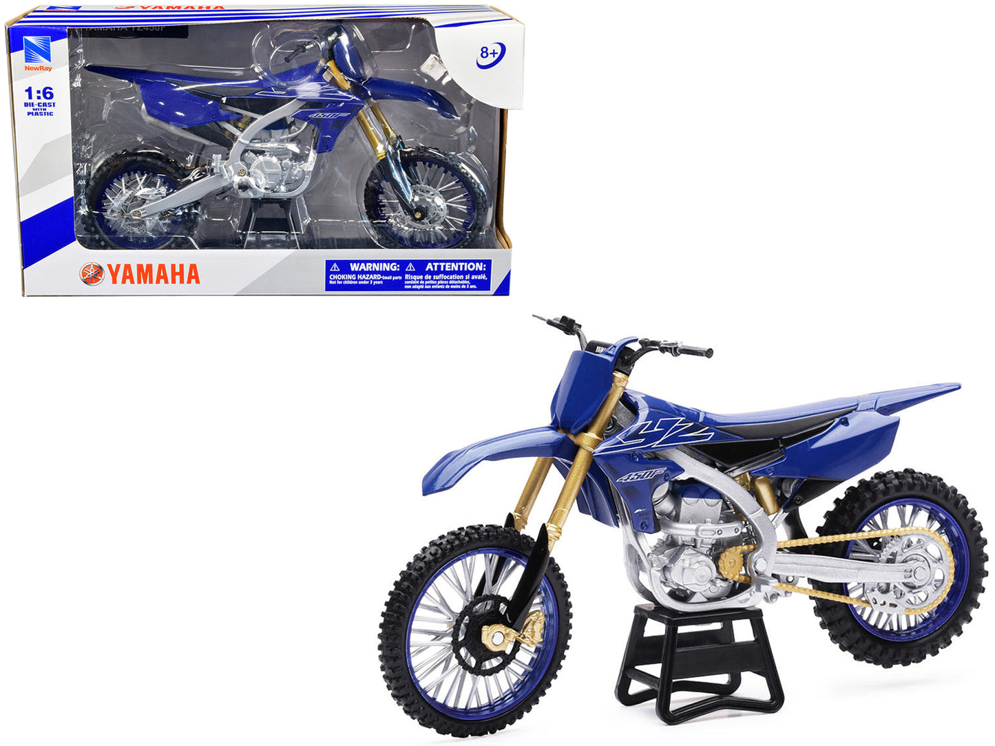 Yamaha YZ450F Dirt Bike Motorcycle Blue and Black 1/6 Diecast Model by New Ray  free shipping USA
