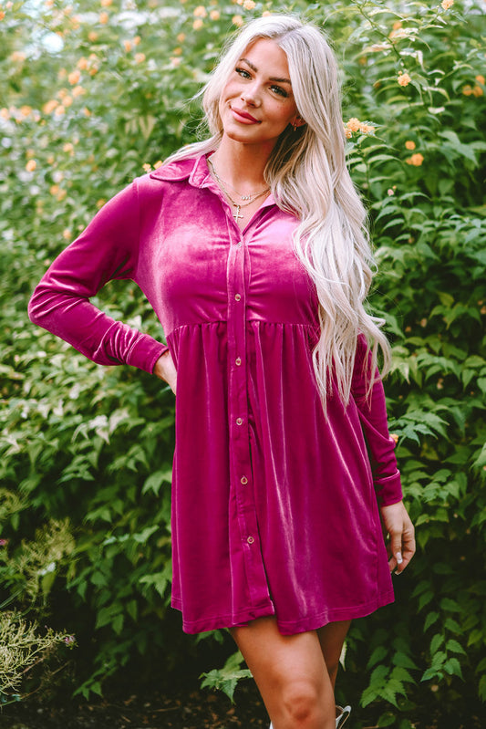Lennon Long Sleeve Ruffle Velvet Dress by Poppy Lee Lane