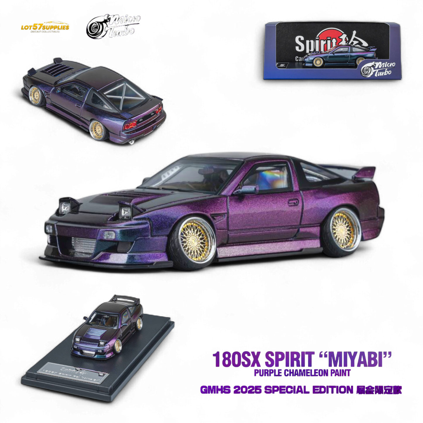 MicroTurbo Custom 180SX Spirit Rei - Purple Chameleon GMHS 2025 Special Edition 1:64