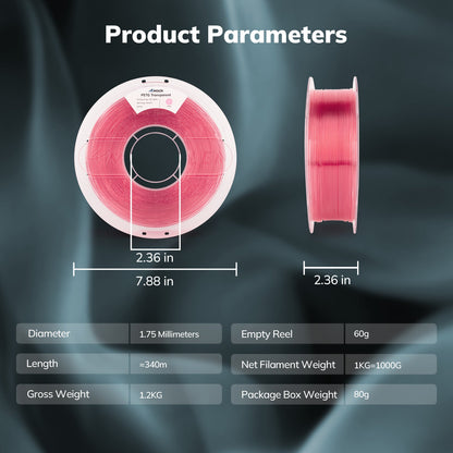 PETG Transparent 1.75mm, 1KG/2.2LB
