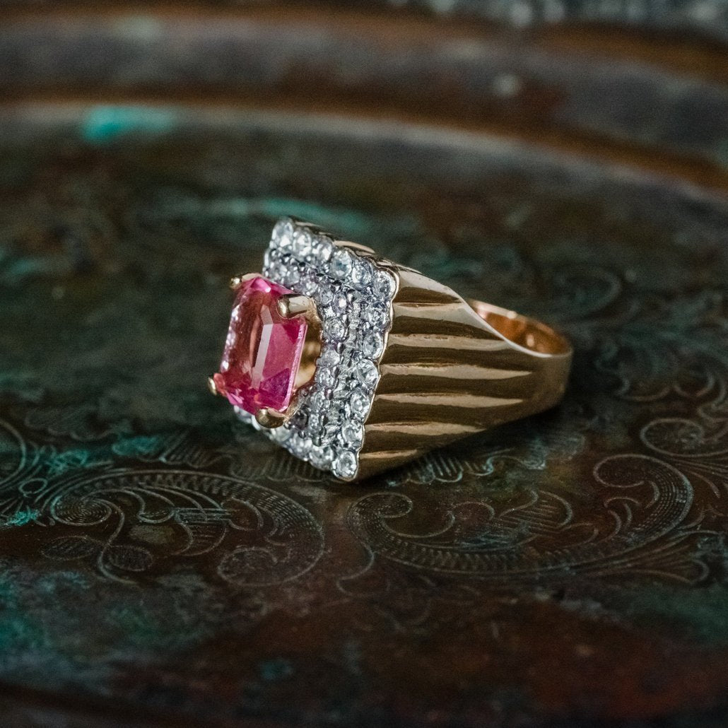 Vintage Austrian Crystal Cocktail Ring 18k Yellow or White Gold Electroplated Women's Birthstne RingMade in USA by PVD Vintage Jewelry