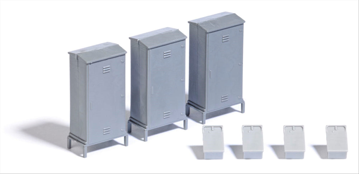 Busch 7792 HO Scale Relay Cabinets & Trackside Telephone Boxes
