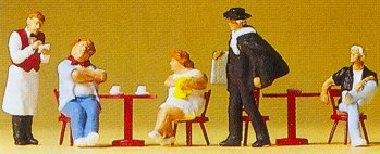 Preiser 10368 HO Scale Spectators Tourists, Waiter & Artist