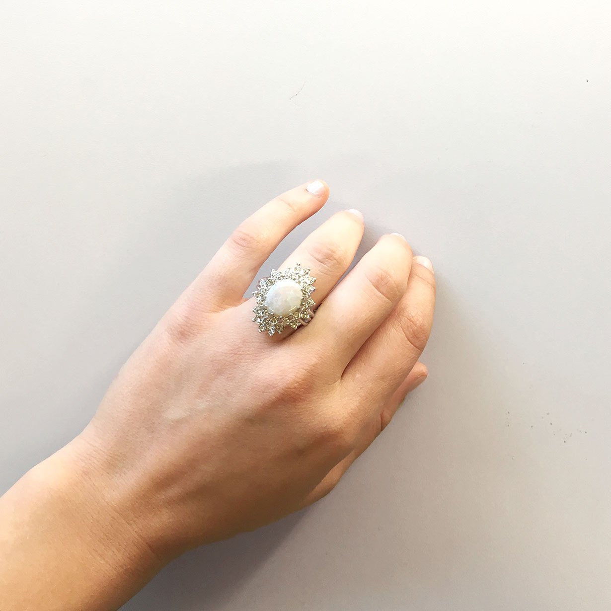 Vintage Women's Austrian Crystal Cocktail Ring 18k Gold Electroplated Birthstone Ring for Women by PVD Vintage Jewelry