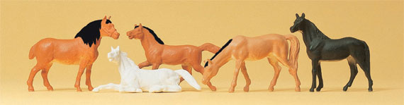 Preiser 14150 HO Scale Horses Animal Figure Set