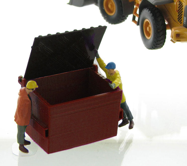 3D To Scale 50-230-R 1/50 Trash Dumpster, Dark Red with Black Lid