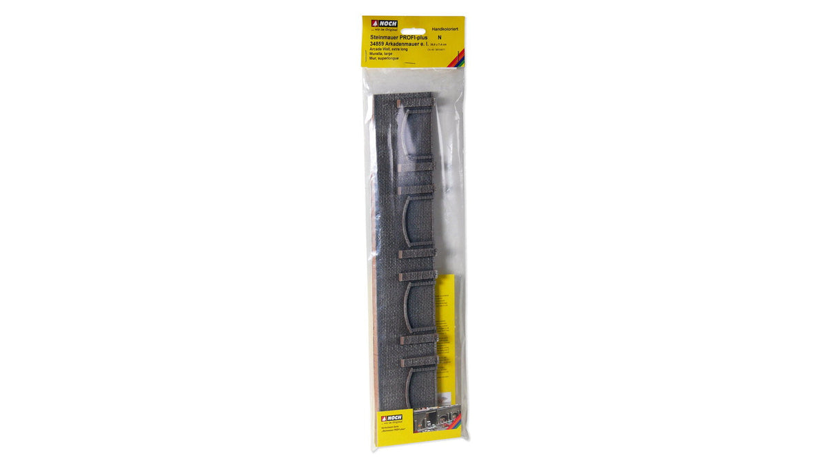 Noch 34859 N Scale Extra-Long Arcade Wall, Gray Brick
