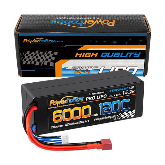 Powerhobby 4s 15.2v 6000MAH 120C Graphene + HV Lipo Battery Deans Plug Hard Case