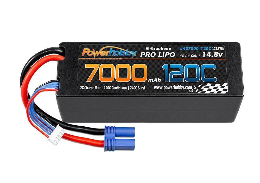 Powerhobby 4s 14.8V 7000MAH 120C Graphene Lipo Battery w EC5 Plug Hard Case