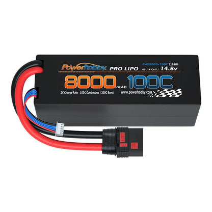 Powerhobby 4s 14.8V 8000MAH 100C Lipo Battery w QS8 Plug Hard Case 8AWG