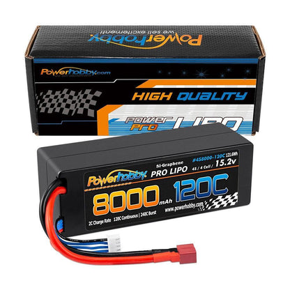 Powerhobby 4s 15.2V 8000MAH 120C HV + GRAPHENE Lipo Battery Deans Plug Hard Case
