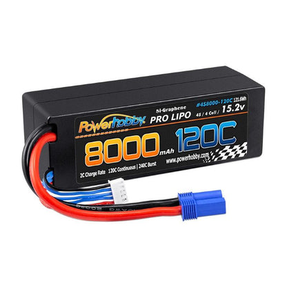 Powerhobby 4s 15.2V 8000MAH 120C HV + GRAPHENE Lipo Battery EC5 Plug Hard Case