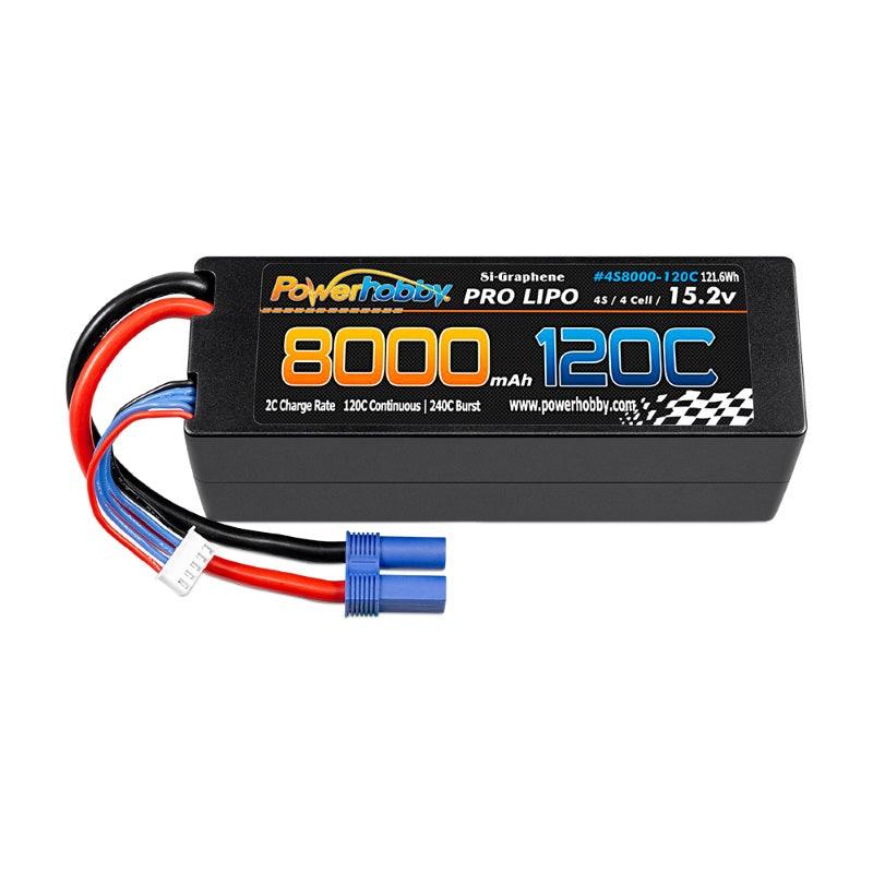 Powerhobby 4s 15.2V 8000MAH 120C HV + GRAPHENE Lipo Battery EC5 Plug Hard Case