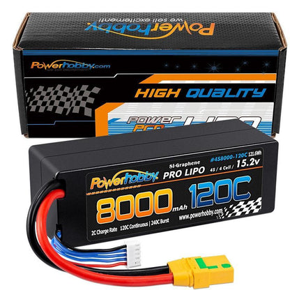 Powerhobby 4s 15.2V 8000MAH 120C HV + GRAPHENE Lipo Battery XT90 Plug Hard Case