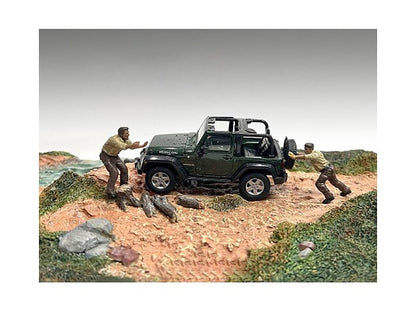 "4X4 Mechanics" 2 Piece Diecast Figure Set 3 for 1/43 Scale Models by American Diorama  free shipping USA