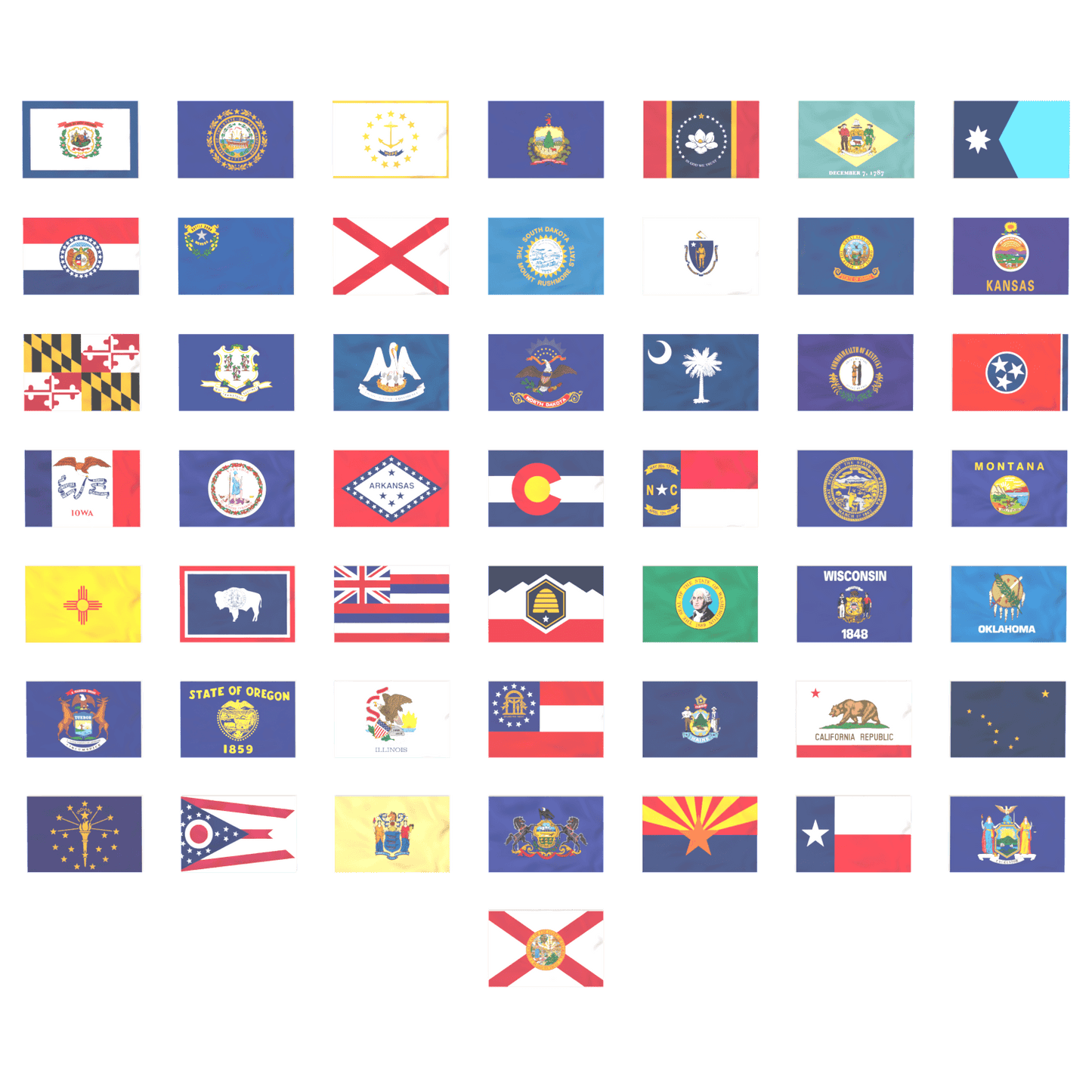 50 State Flags Pack - USA State Flags - Custom Printed 2x3 Tile - Made Using LEGO® Parts