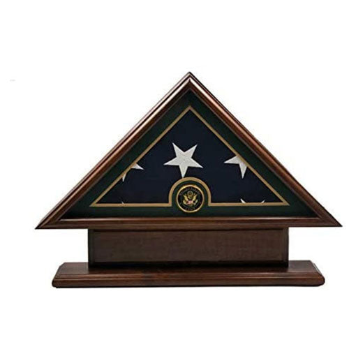 5'x9' Flag Display Case for American Veteran Burial Flag - Solid Wood, Cherry Finish with Name Plate Space, Army.