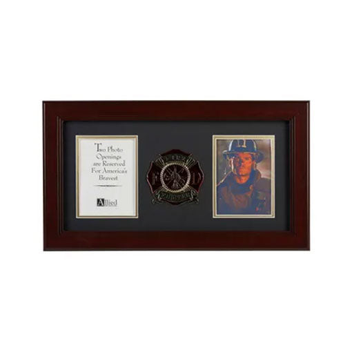 Firefighter Medallion 4-Inch by 6-Inch Double Picture Frame
