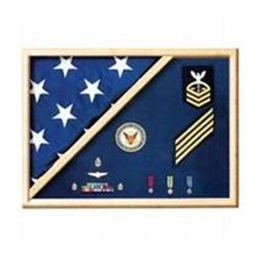 Air Force Blue - Wood Flag Display Case - Fit 3' x 5' flag or Fit 5' x 9.5' Casket Flag.