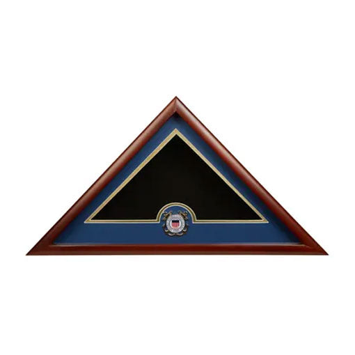US Flag Display Case with Coast Guard Medallion With Blue Felt