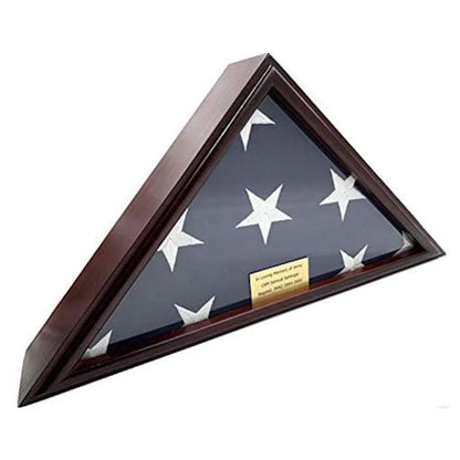 5x9 Burial/Funeral/Veteran Flag Elegant Display Case, Solid Wood, Cherry Finish, Flat Base