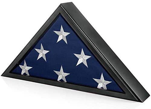 Flag Connections Honors Memorial Flag Display Case for Burial and Presentation Flags, American and Foreign Military Service Commemoration, 5x9 Feet (Black).