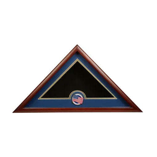 US Flag Display Case with US Flag Medallion, Mahogany Wood