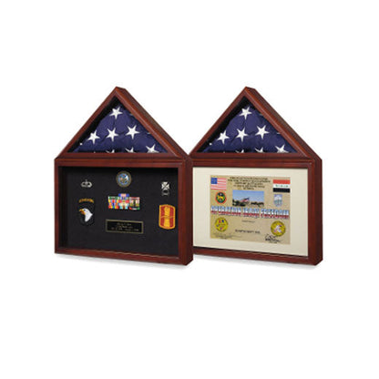 Flag display case - Flag shadow box, flag and medals Case - Cherry Material.