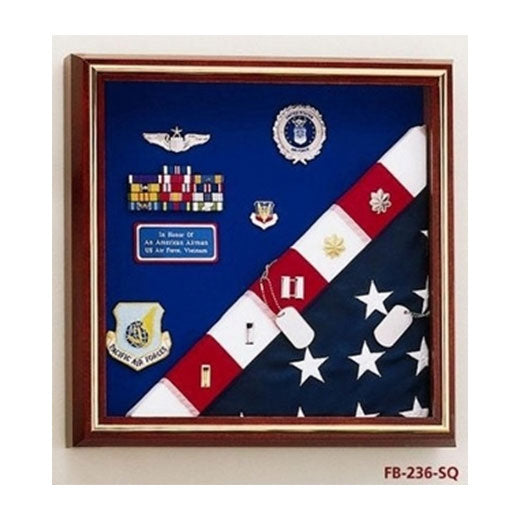 Military Award Medal Flag Display Combination - Cherry.