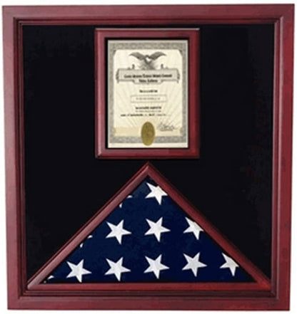 Flag and Document Case - Vertical 8 1/2 x 11 Document for Hanging Medals and Other Memorabilia - fit 3' x 5' or 5' x 9.5' flag.