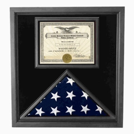 Flag and Certificate Case Black Frame, flag certificate holder
