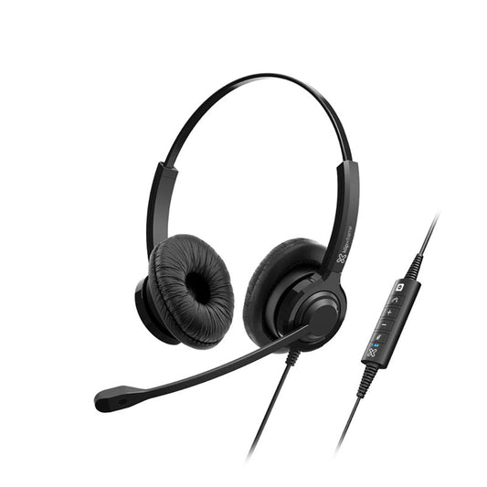 Klipxtreme Headset Business VoxPro-S USB Stereo with Boom Mic Noise Isolating Inline Volume Control/Mute Compatible with UC Platforms - Black by Level Up Desks