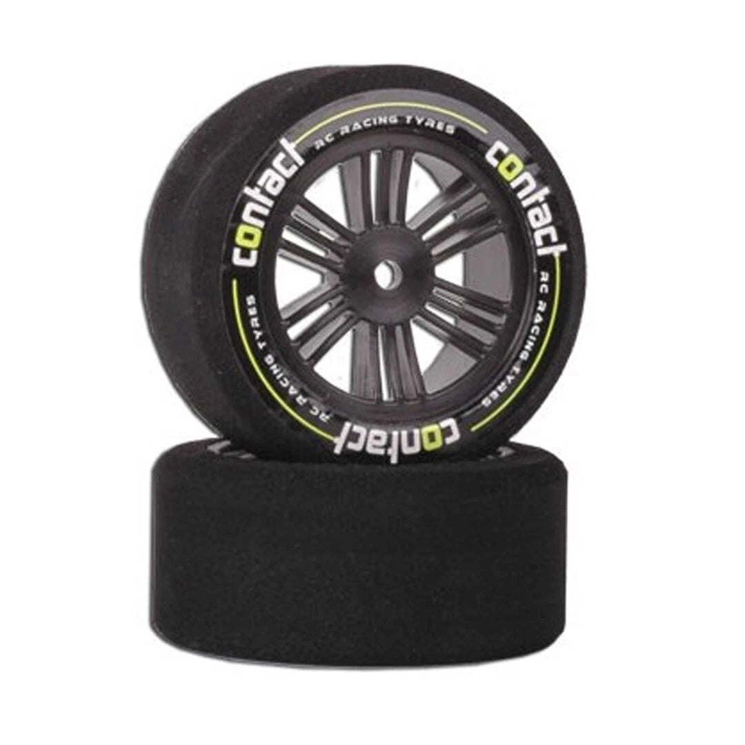 Contact RC J1CT73 1/10 Front Tires 62mm 37Shore Black Carbon Wheels (2)