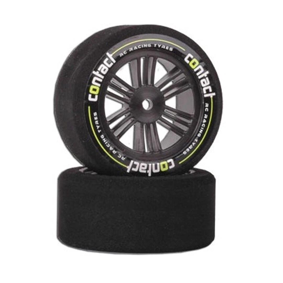 Contact RC J1CT73 1/10 Front Tires 62mm 37Shore Black Carbon Wheels (2)