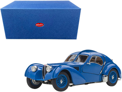 1938 Bugatti Type 57SC Atlantic with Metal Wire-Spoke Wheels Blue 1/43 Diecast Model Car by Autoart  free shipping USA