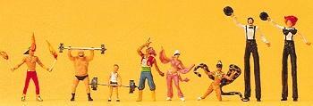 Preiser 24656 HO Scale Circus Figures Sideshow Performers pkg(8)