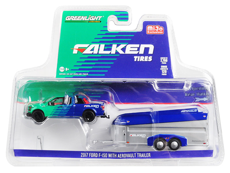 2017 Ford F-150 Pickup Truck and Aerovault Trailer "Falken Tires" Limited Edition to 2760 pieces Worldwide 1/64 Diecast Model Car by Greenlight  free shipping USA