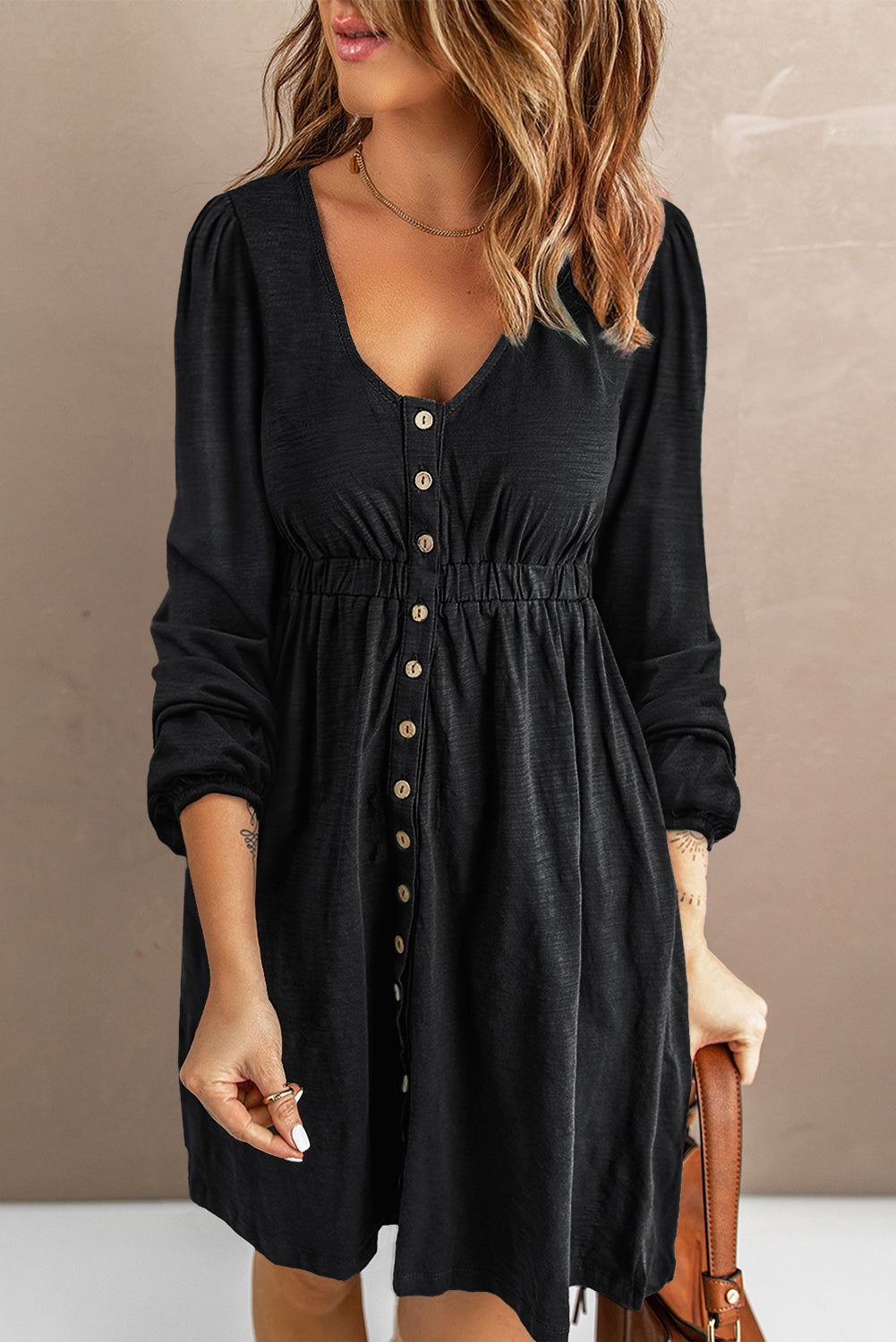 Julianna Button Up High Waist Long Sleeve Dress. by Poppy Lee Lane