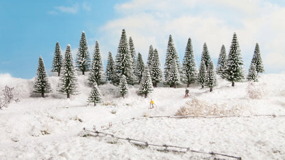 Noch 26828 HO/TT Scale Snow-Covered Fir Trees, 5-14 cm, Pack of 25