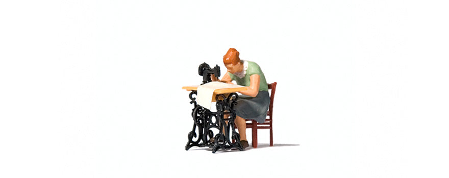 Preiser 28183 HO Scale Woman at Sewing Machine Figure
