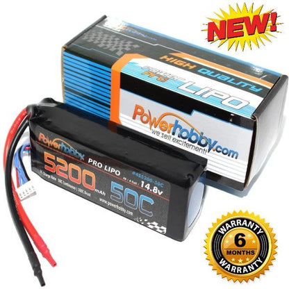 Powerhobby 4S 14.8V 5200mAh 50C Lipo Battery Soft Case 4-Cell