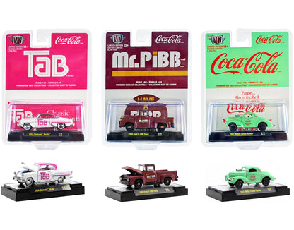 "Sodas" Set of 3 pieces Release 19 Limited Edition to 8750 pieces Worldwide 1/64 Diecast Model Cars by M2 Machines  free shipping USA