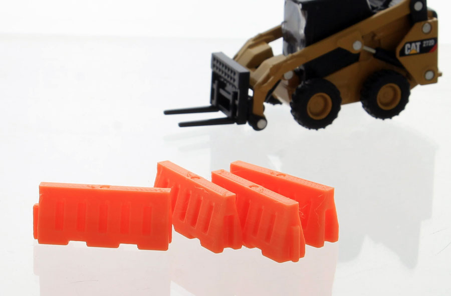 3D To Scale 64-102-OR 1/64 Water-Filled Safety Barriers, Orange