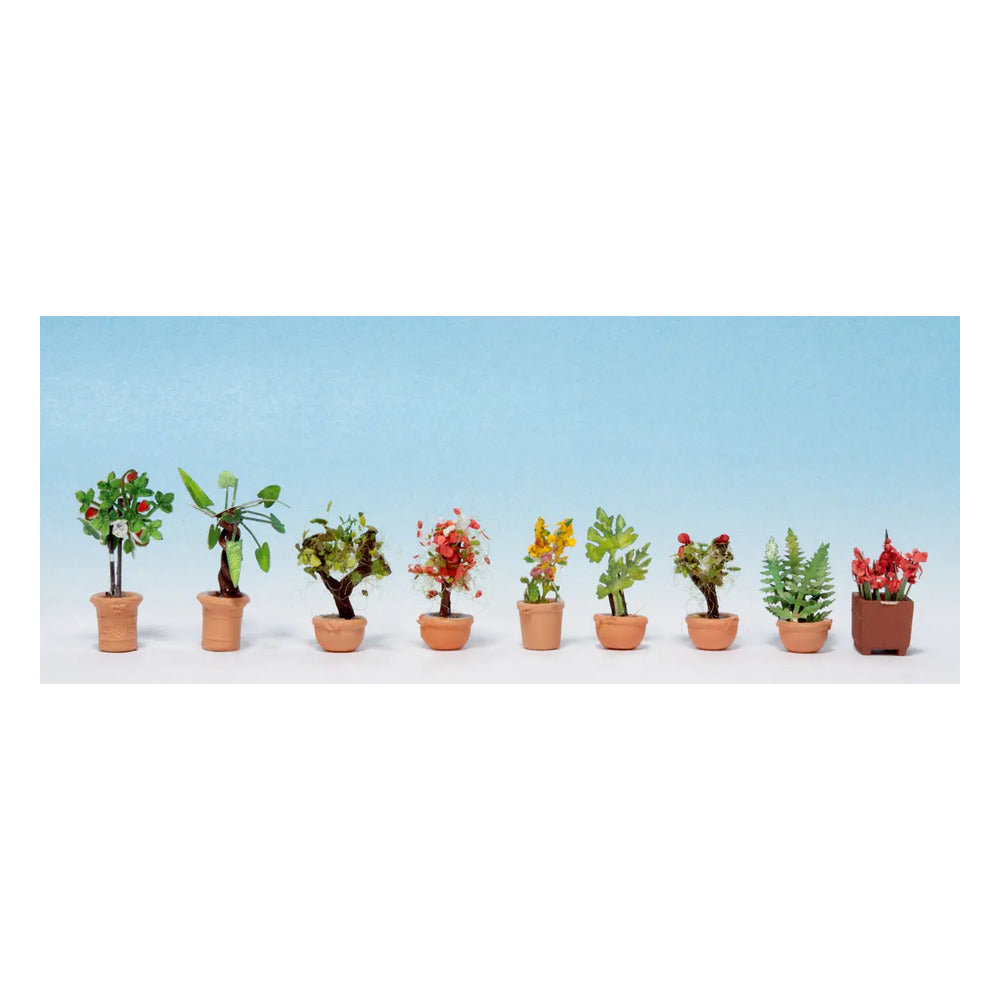Noch 14082 N Scale Ornamental Plants in Flower Pots -- Set #2 pkg(9)