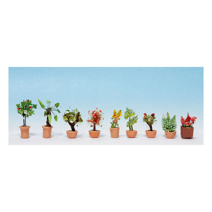 Noch 14082 N Scale Ornamental Plants in Flower Pots -- Set #2 pkg(9)