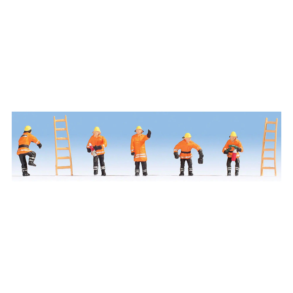 Noch 15022 HO Scale Firefighters w/Ladders -- 5 Figures & 2 Ladders