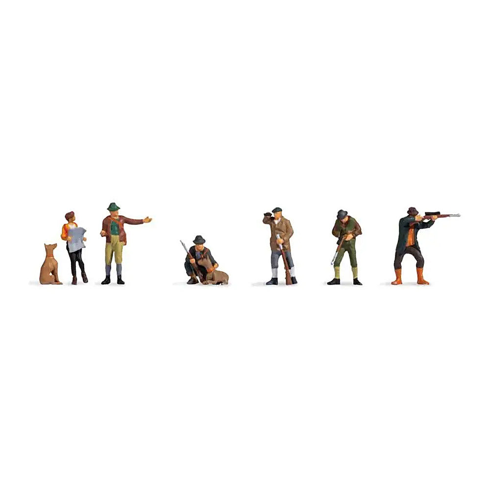 Noch 15059 HO Scale Hunters and Foresters -- 6 Figures, 2 Dogs