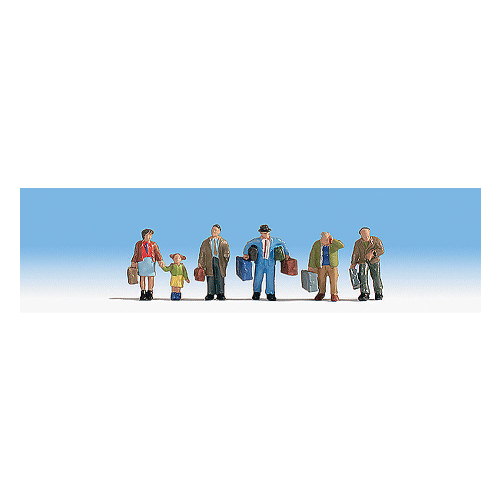 Noch 15224 HO Scale Travelers w/Luggage -- Set #2 pkg(6)